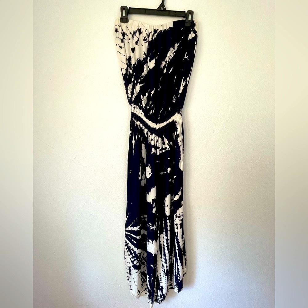 Young Fabulous & Broke Navy and White Strapless Jumpsuit size Small
